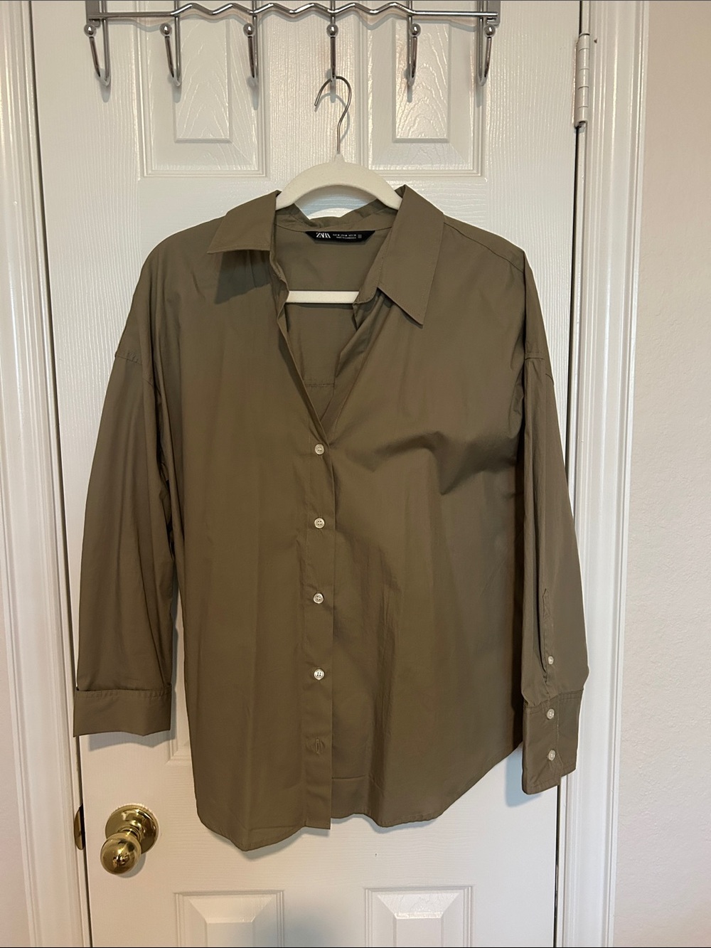 Zara Olive Button-Up Shirt